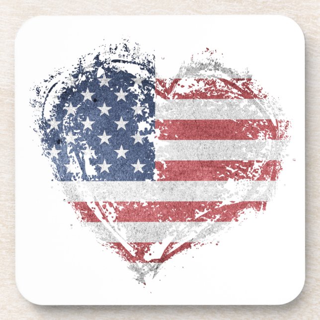 Dessous-de-verre Coeur patriotique américain à Grunge (Devant)