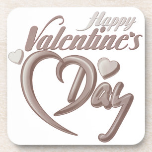 Dessous-de-verre Coeur romantique Saint Valentin Typographie de scr