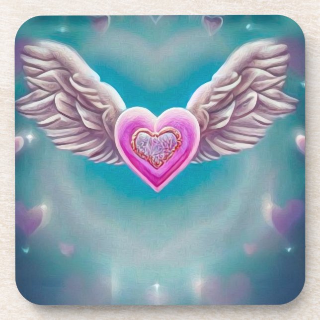 Dessous-de-verre Cœur Rose Volant (Devant)