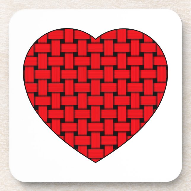 Dessous-de-verre Coeur rouge tressé (Devant)