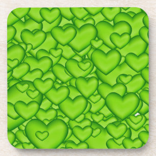Dessous-de-verre Coeurs 3D Texture vert Motif-68689