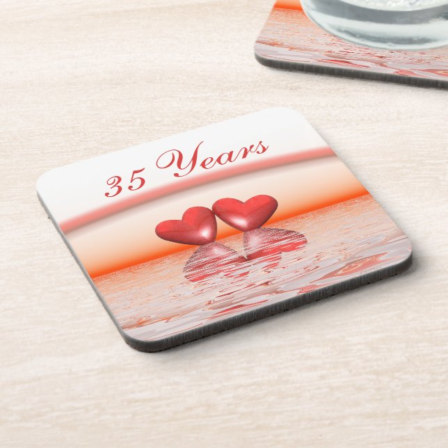 Dessous-de-verre Coeurs coralliens du 35e anniversaire (Côté gauche)