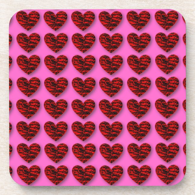 Dessous-de-verre Coeurs de craquelures 3D Abstraits (Devant)