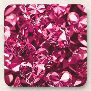 Dessous-de-verre Coeurs diamant en cristal rose