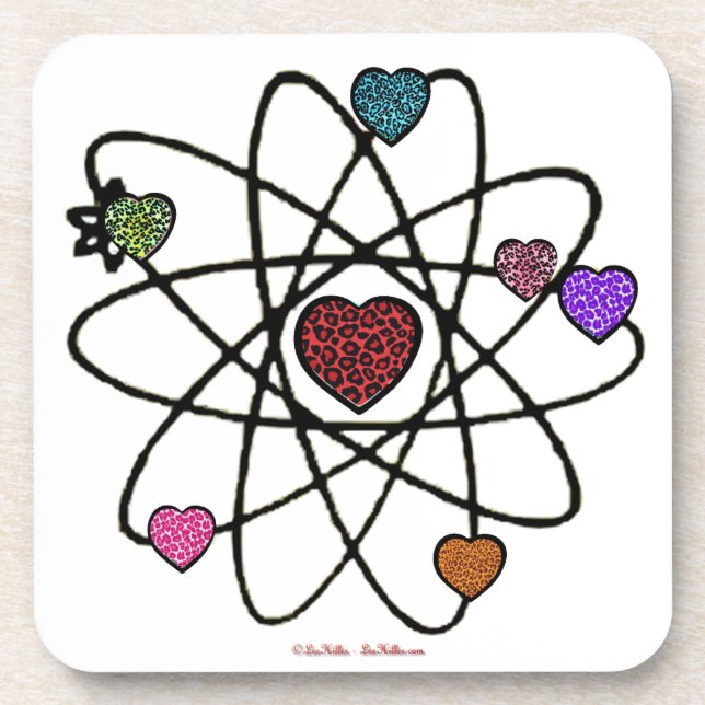 Dessous-de-verre Coeurs Empreintes de léopard de Valentine atomique (Devant)