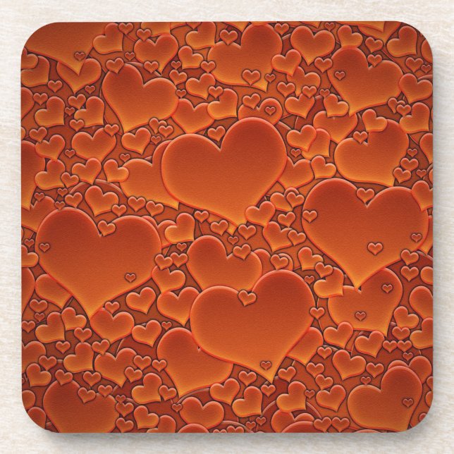 Dessous-de-verre Coeurs oranges (Devant)
