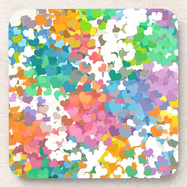 Dessous-de-verre Coeurs Pastel Confetti (Devant)