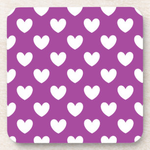 Dessous-de-verre Coeurs polka blanc sur Cactus violet Fleur violet