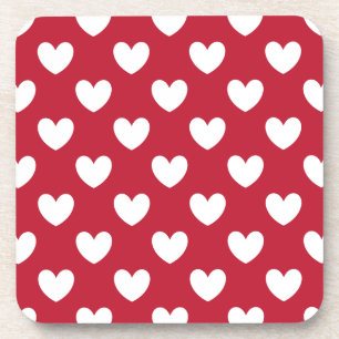 Dessous-de-verre Coeurs polka blancs et rouges