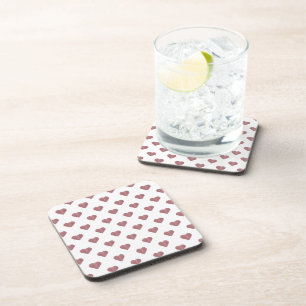 Dessous-de-verre Cœurs Rose Doré Pailletés Fond Blanc