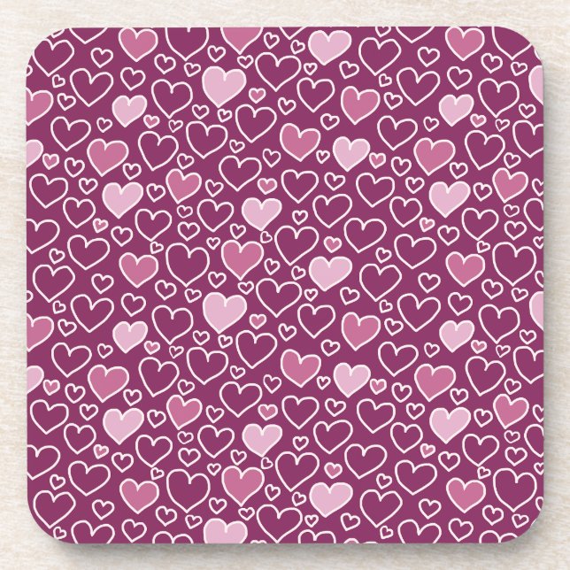 Dessous-de-verre Coeurs rose et violet (Devant)