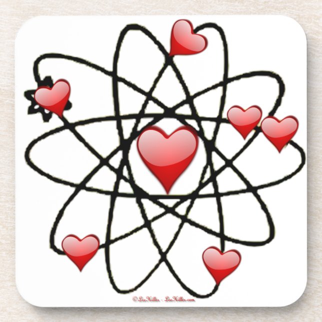 Dessous-de-verre Coeurs rouges de Saint Valentin atomique (Devant)