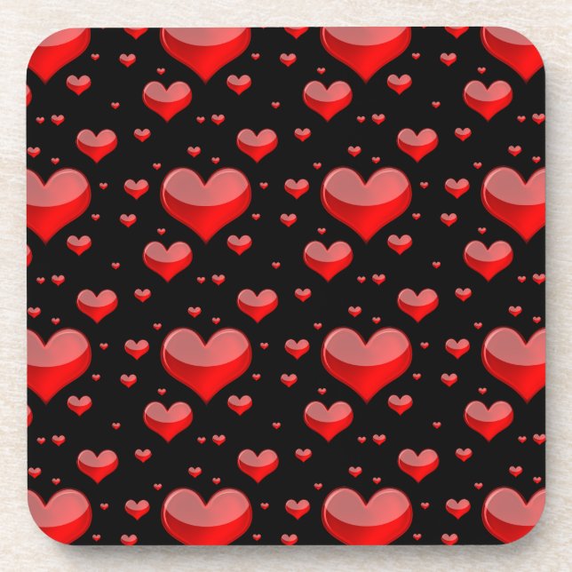 Dessous-de-verre Coeurs rouges tombants (Vous Choisissez Couleur Ar (Devant)