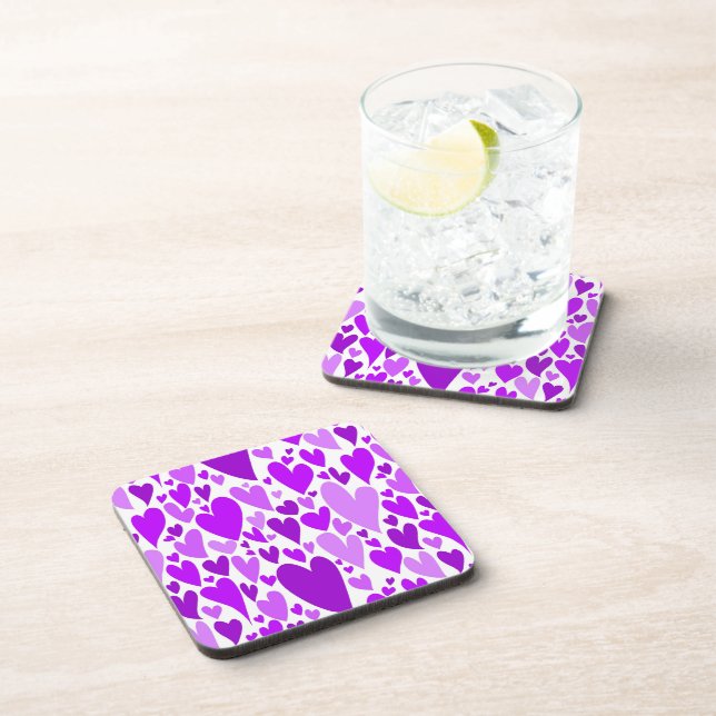 Dessous-de-verre Coeurs violets super et romantiques Saint-Valentin (Côté Droit)