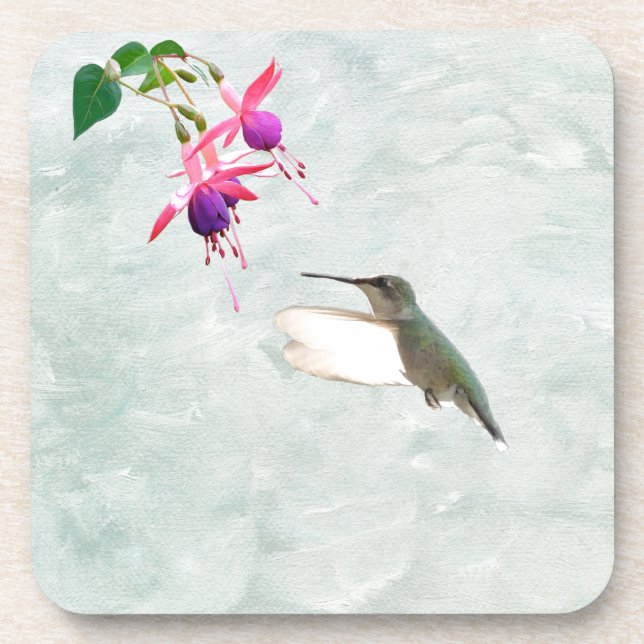 Dessous-de-verre Colibri et Fuschia (Devant)