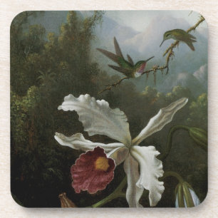 Dessous-de-verre Colibris et orchidée blanche par Martin J. Heade