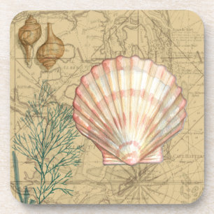 Dessous-de-verre Collage côtier de carte
