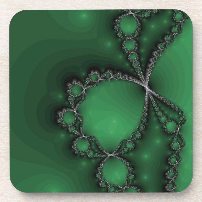 Dessous-de-verre Collier d'argent sur vert (Devant)