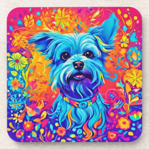 Dessous-de-verre Color Splash : Peinture de chiot maltais