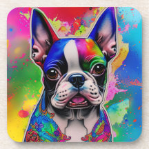 Coloré Boston Terrier Peinture Splashes