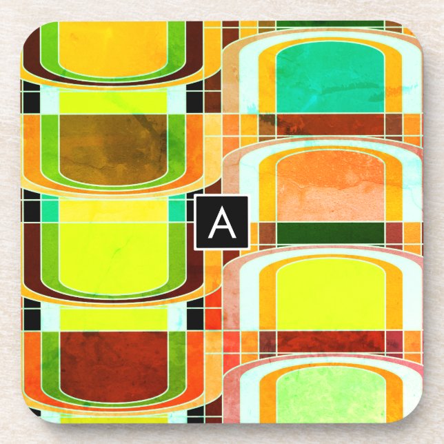 Dessous-de-verre Coloré Funky Retro Inspiré (Devant)