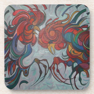 Dessous-de-verre Coloré Roosters de la ferme