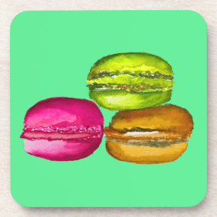 Dessous-de-verre Colorful Macarons watercolor art funky