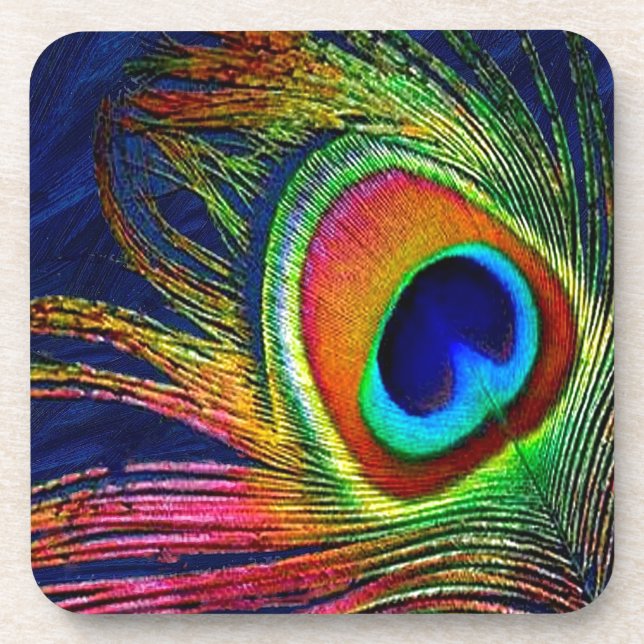 Dessous-de-verre Colorful Peacock Feather (Devant)