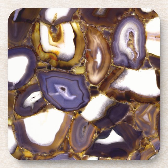 Dessous-de-verre Conception d'Agate blanc Brown violet (Devant)