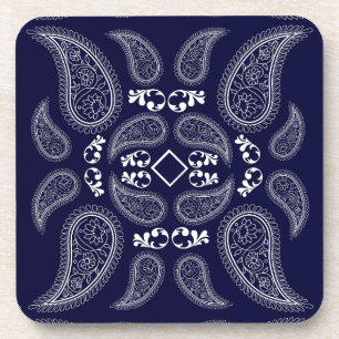 Dessous-de-verre Conception de cachemire floral bleu marine