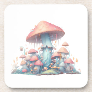 Dessous-de-verre Conception de champignons pastel rétro aux couleur