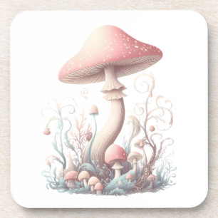 Dessous-de-verre Conception de champignons pastel rétro aux couleur