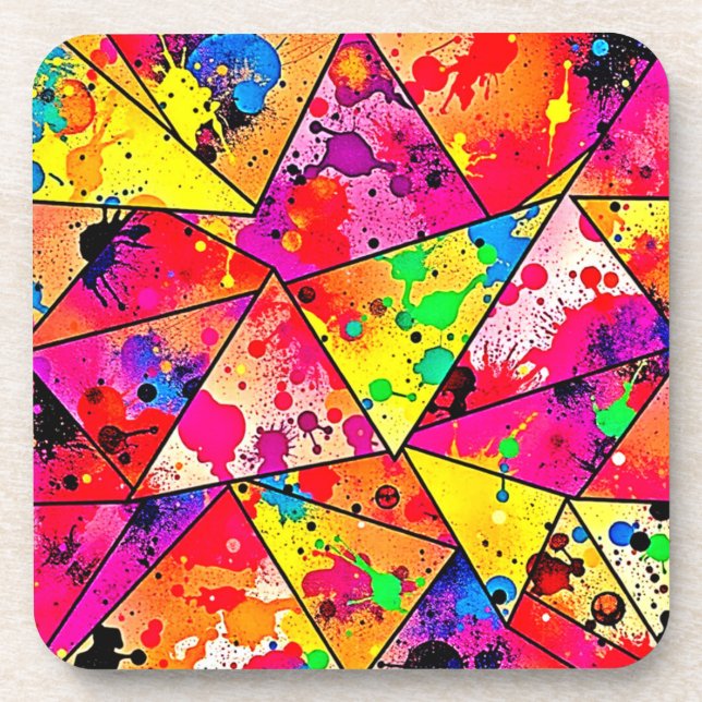 Dessous-de-verre Conception de chaos abstrait vibrant dévoilé (Devant)