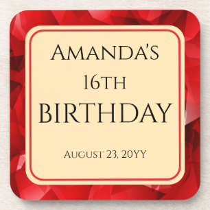 Dessous-de-verre Conception de cristal abstrait rouge Anniversaire