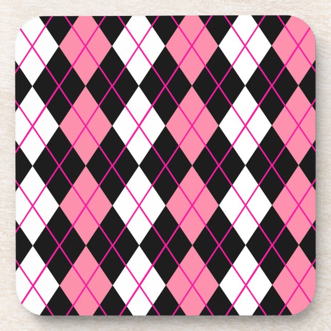 Dessous-de-verre Conception de diamant en argyle rose noir blanc  (Devant)