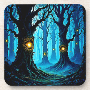 Dessous-de-verre Conception de forêt du regard de fantaisie sombre