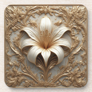 Dessous-de-verre Conception de lys luxueuse en or - œuvre d'art orn