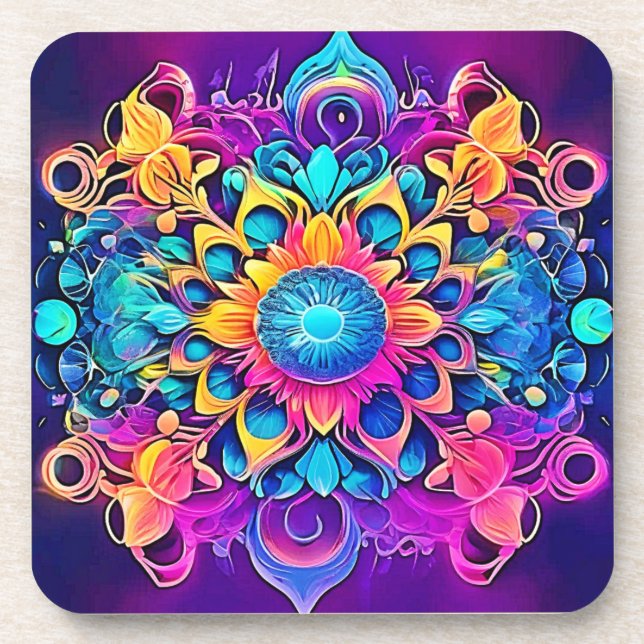 Dessous-de-verre Conception de Mandala psychédélique (Devant)