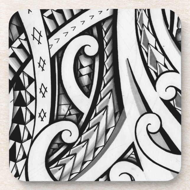 Dessous-de-verre Conception tribale maorie originale de tatouage (Devant)