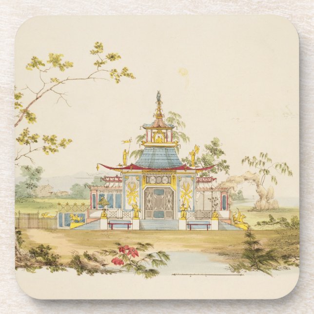 Dessous-de-verre Concevez pour un temple chinois, c.1810 (stylo et (Devant)