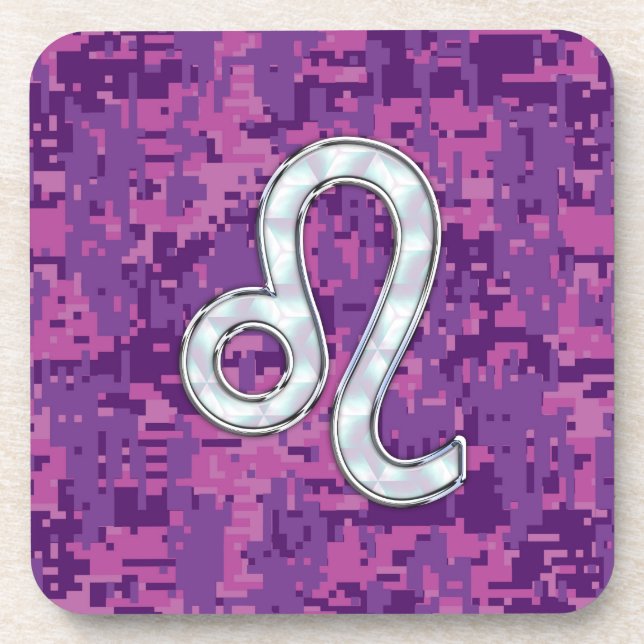Dessous-de-verre Connexion Leo sur Camouflage numérique Fuchsia ros (Devant)
