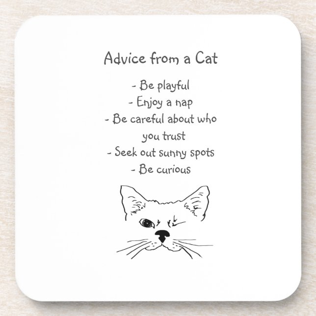 Dessous-de-verre Conseils de Winking Cat amusant Humour animal (Devant)