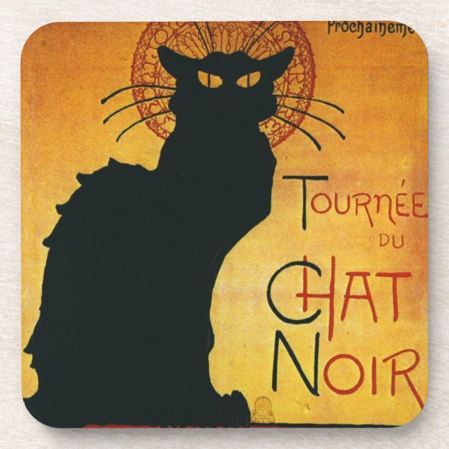Dessous-de-verre Conversation Noir - Chat noir (Devant)