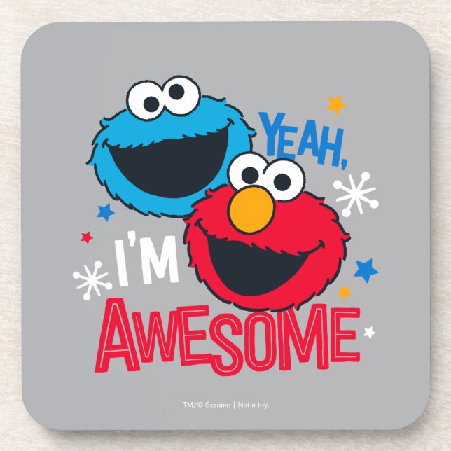 Dessous-de-verre Cookie Monster & Elmo | Ouais, je suis génial (Devant)