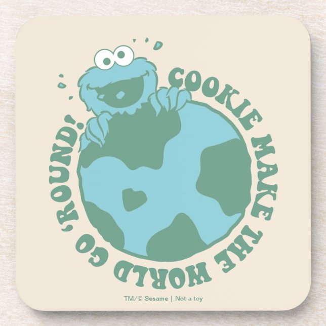 Dessous-de-verre Cookie Monster | Les cookies font tourner le monde (Devant)