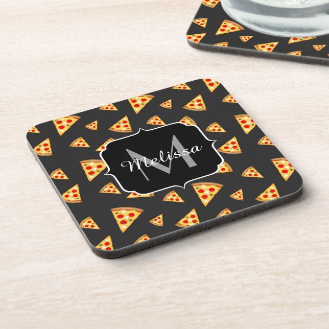 Dessous-de-verre Cool et amusante pizza tranches motif Monogram (Côté gauche)