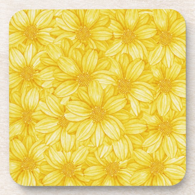Dessous-de-verre Copie jaune illustrative florale (Devant)