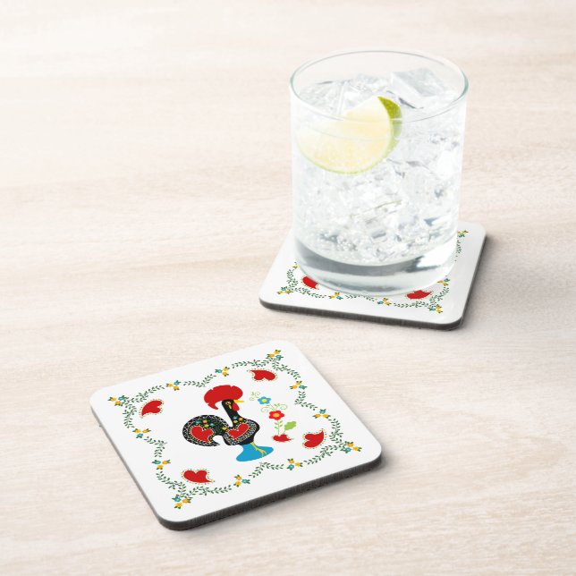Dessous-de-verre Coq traditionnel du Portugal en noir (Côté Droit)