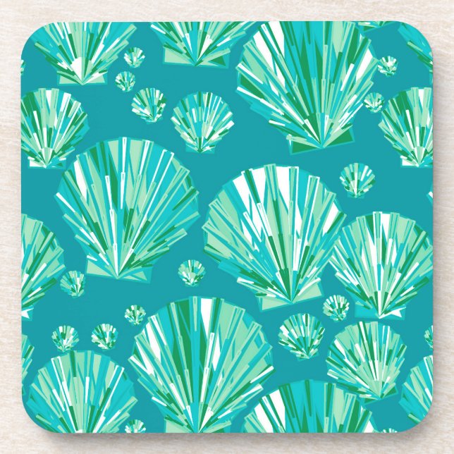 Dessous-de-verre Coques de mer turquoise, aqua et turquoise (Devant)