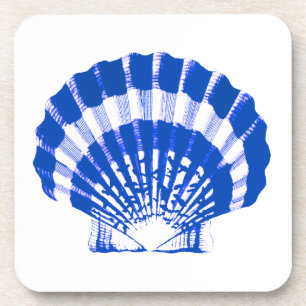 Dessous-de-verre Coquillage - bleu cobalt et blanc